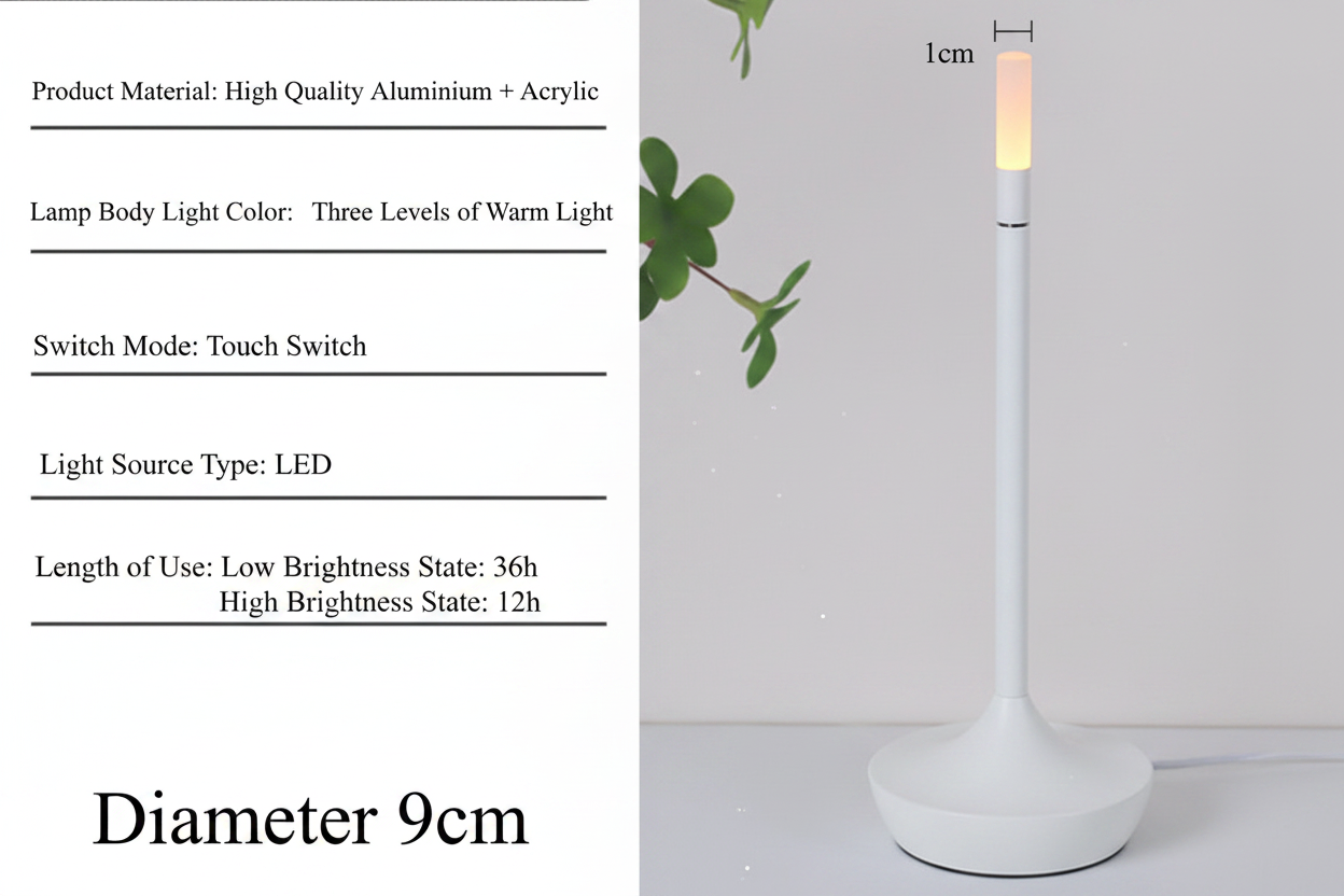 LED Candle Ambient Table Lamp – Flameless Flickering Bedside Lamp for Living Room