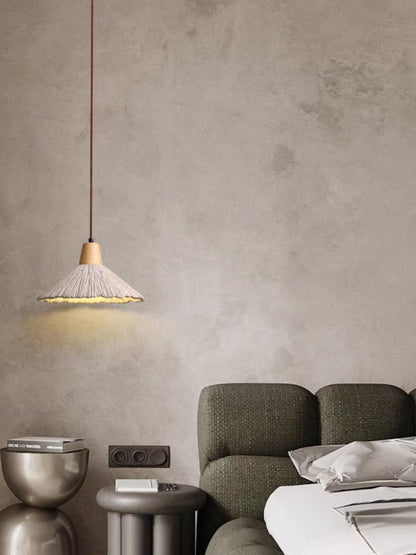 Cement and Wood Pendant Lamp – Industrial Retro Hanging Light for Kitchen Island or Dining Table