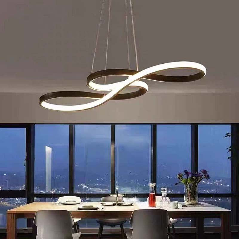 Curved Lines Metal Pendant Light – Modern Elegant Hanging Lamp for Kitchen Island