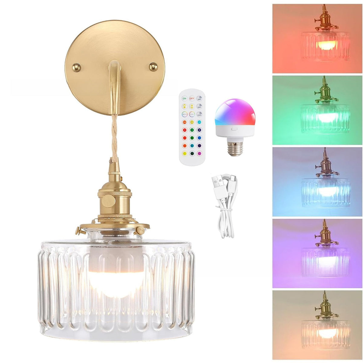 Vintage Japanese Kinshi Wall Sconce – Antique Brass Wall Light for Bedroom