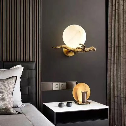 Wabi-Sabi Natural Marble Wall Sconce – Japanese Minimalist Stone Wall Light