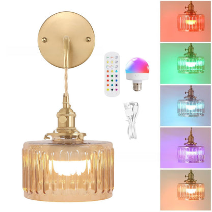 Vintage Japanese Kinshi Wall Sconce – Antique Brass Wall Light for Bedroom