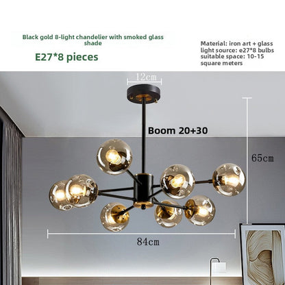 Scandinavian Glass Globe Chandelier – Multi-Ball Ceiling Light for Dining Room