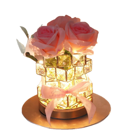 Rose Flower Table Lamp – Romantic Artificial Rose LED Bedside Light for Bedroom