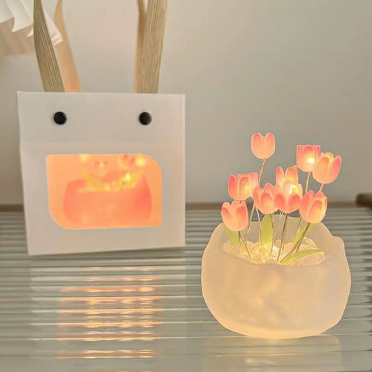Tulip Flower Pot Night Light – Colorful LED Ambient Lamp for Bedroom & Living Room