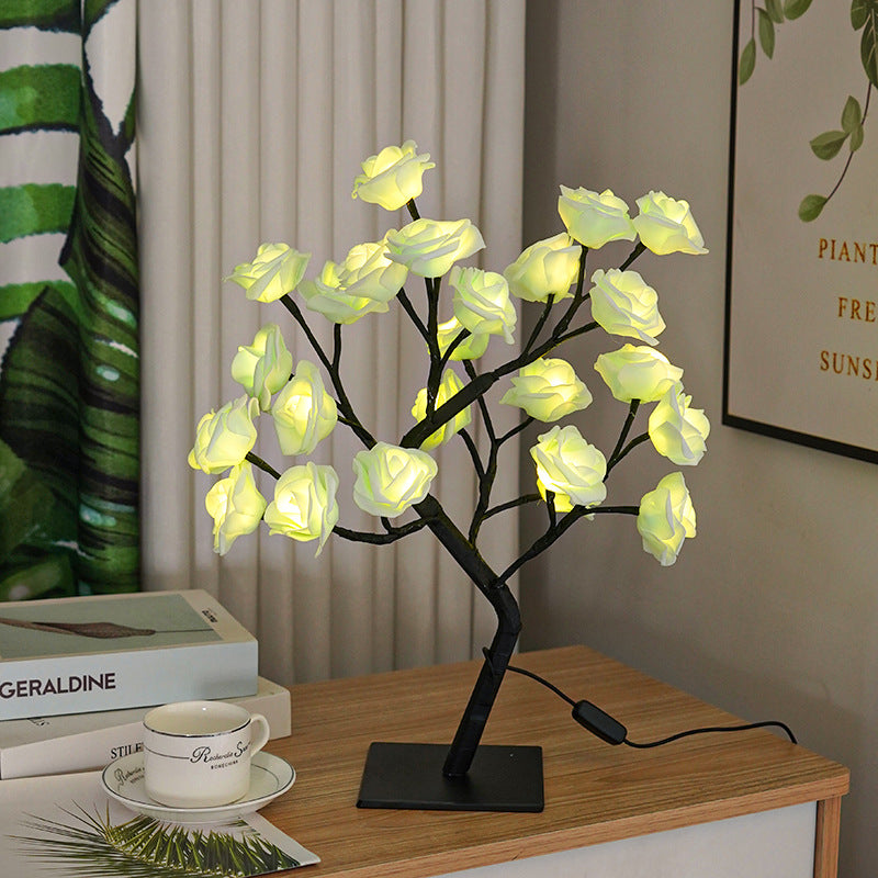 Artificial Rose Tree Night Light – LED Floral Decorative Lamp for Bedroom