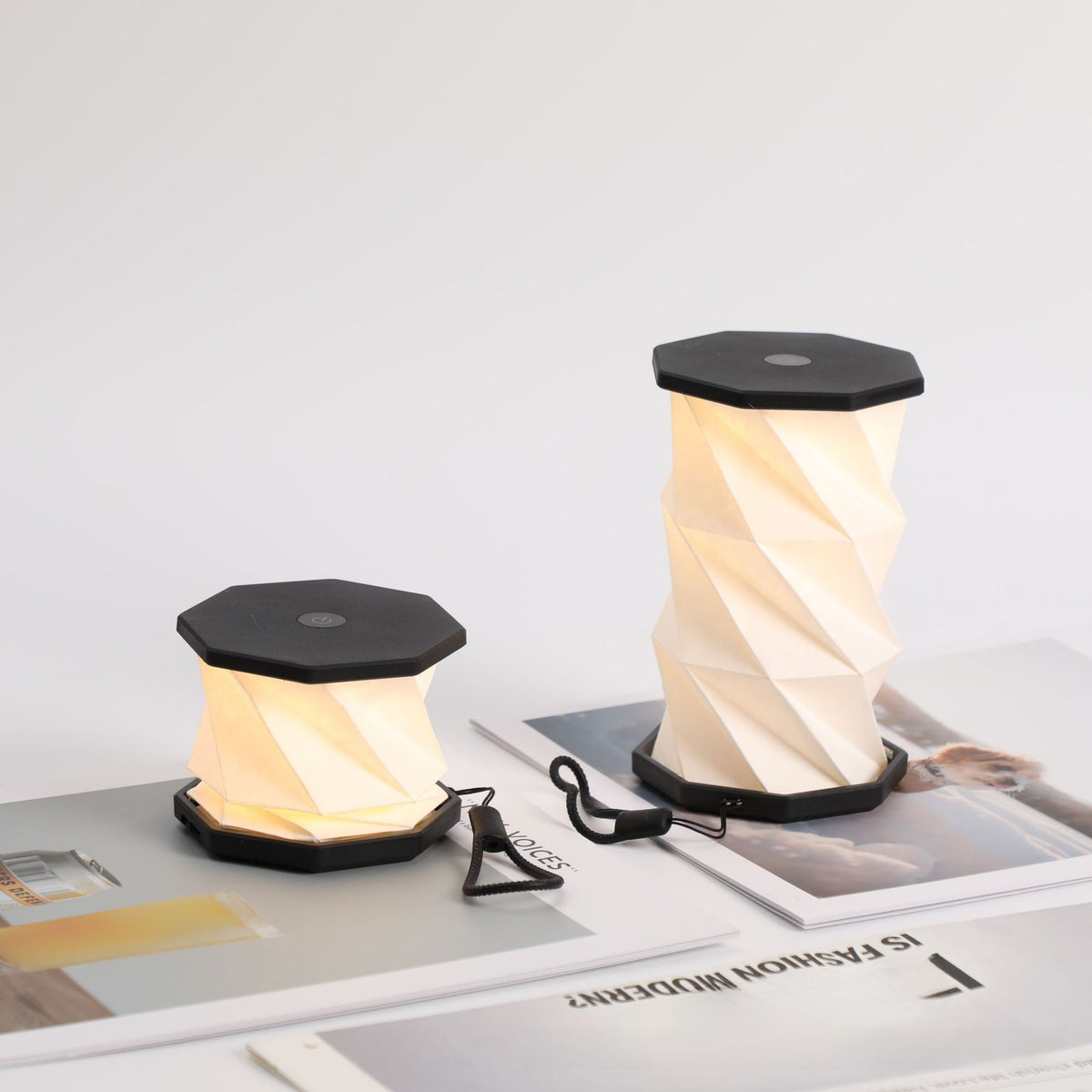 Hexagon Twist Table Lamp – Ginkgo Mini LED Bedside Lamp for Bedroom
