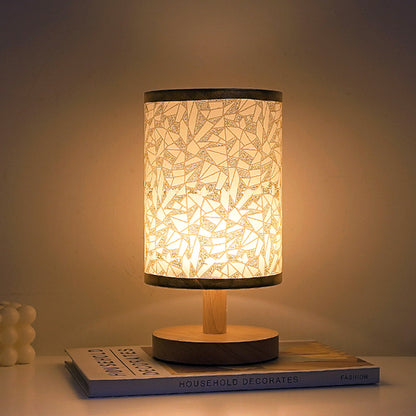 Nordic Wood & Fabric Table Lamp – Scandinavian Bedside Lamp for Bedroom
