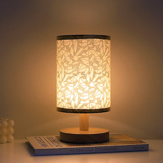 Nordic Wood & Fabric Table Lamp – Scandinavian Bedside Lamp for Bedroom