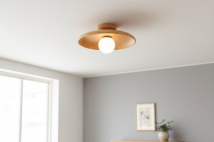 Japanese Wood Ceiling Light Fixture – Zen Style Flush Mount Lamp for Living Room