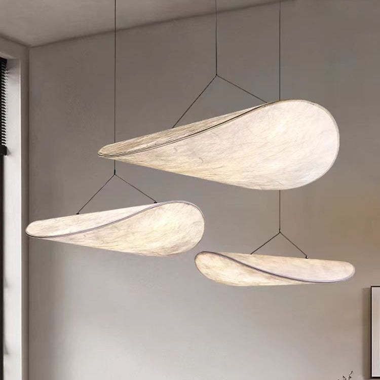 Woven Rice Paper Chandelier – Nordic Sculptural Pendant Light for Dining Room