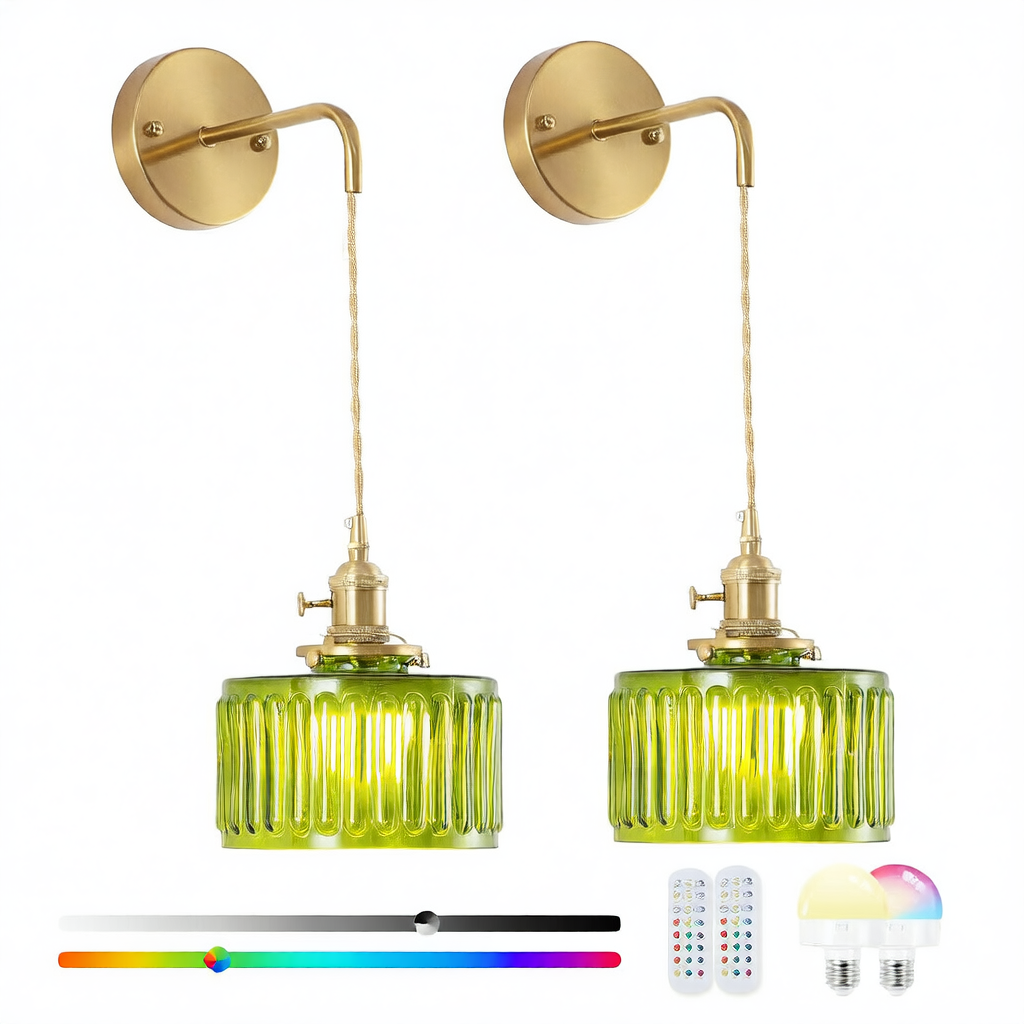 Vintage Japanese Kinshi Wall Sconce – Antique Brass Wall Light for Bedroom