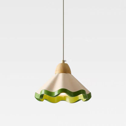 Nordic Hand-Painted Scalloped Resin Lampshade Pendant Light  – Vintage Pendant Light for Living Room & Bedroom