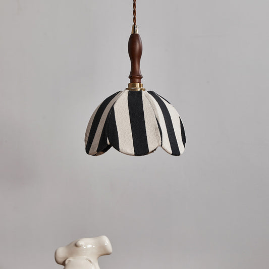French Cream Pendant Light – Elegant Fabric Hanging Lamp for Bedroom & Dining Room
