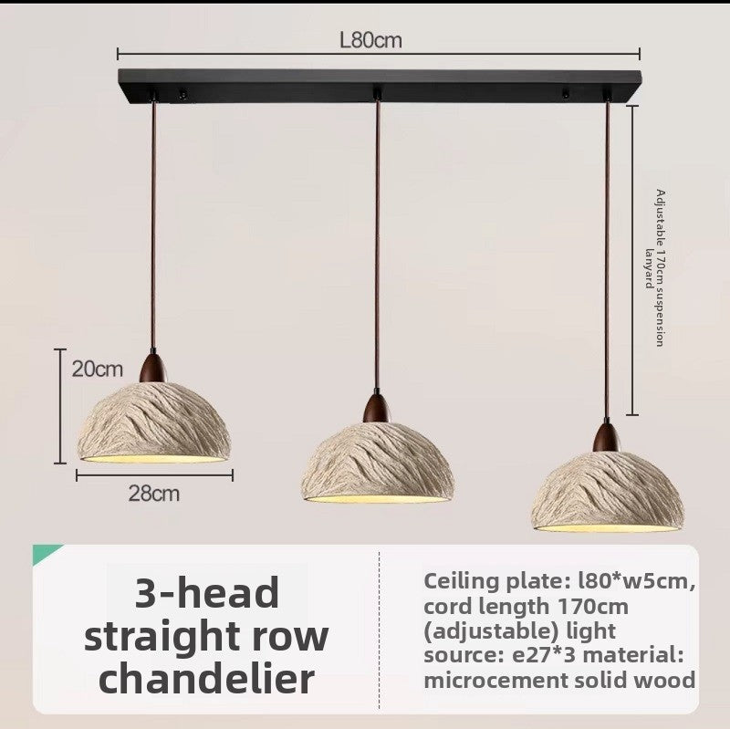 Cement and Wood Pendant Lamp – Industrial Retro Hanging Light for Kitchen Island or Dining Table