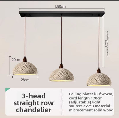 Cement and Wood Pendant Lamp – Industrial Retro Hanging Light for Kitchen Island or Dining Table