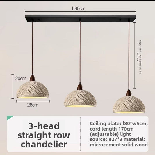 Cement and Wood Pendant Lamp – Industrial Retro Hanging Light for Kitchen Island or Dining Table