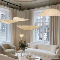 Woven Rice Paper Chandelier – Nordic Sculptural Pendant Light for Dining Room