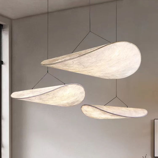 Woven Rice Paper Chandelier – Nordic Sculptural Pendant Light for Dining Room