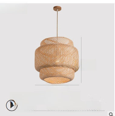 Handwoven Bamboo Pendant Light – Boho Natural Fiber Hanging Lamp for Dining Room