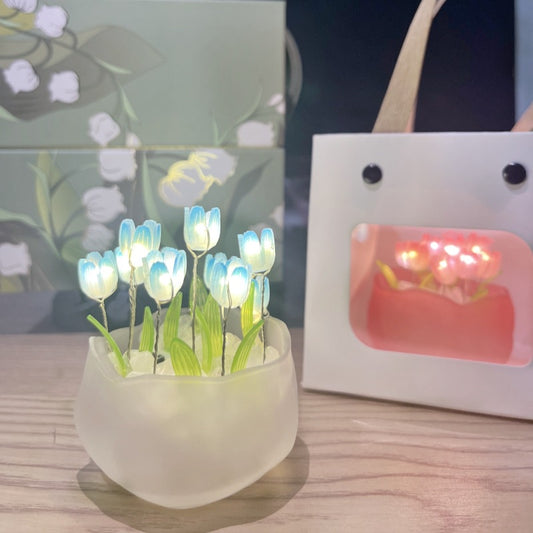 Tulip Flower Pot Night Light – Colorful LED Ambient Lamp for Bedroom & Living Room