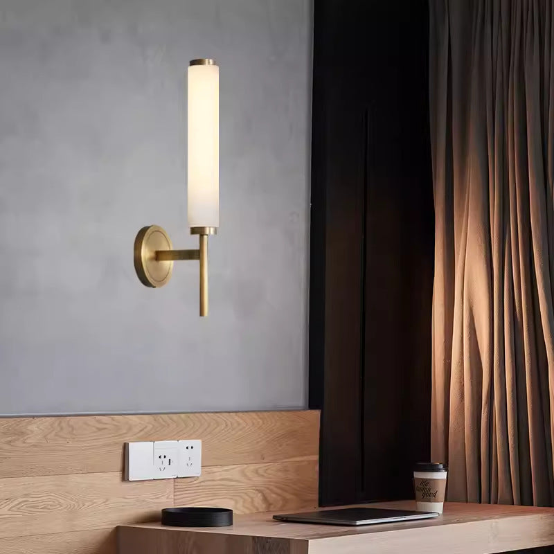 Vintage Nordic Natural Alabaster Wall Lamp – Stone Wall Sconce for Living Room