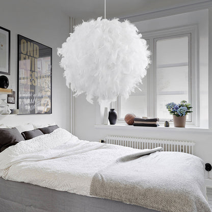Feather Ball Chandelier – Elegant Spherical Hanging Light for Bedroom & Entryway