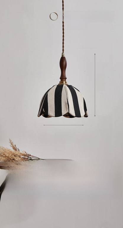 French Cream Pendant Light – Elegant Fabric Hanging Lamp for Bedroom & Dining Room