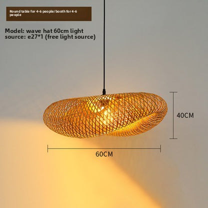 Handcrafted Woven Bamboo Pendant Lamp – Natural Eco Hanging Light for Dining Room