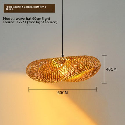Handcrafted Woven Bamboo Pendant Lamp – Natural Eco Hanging Light for Dining Room