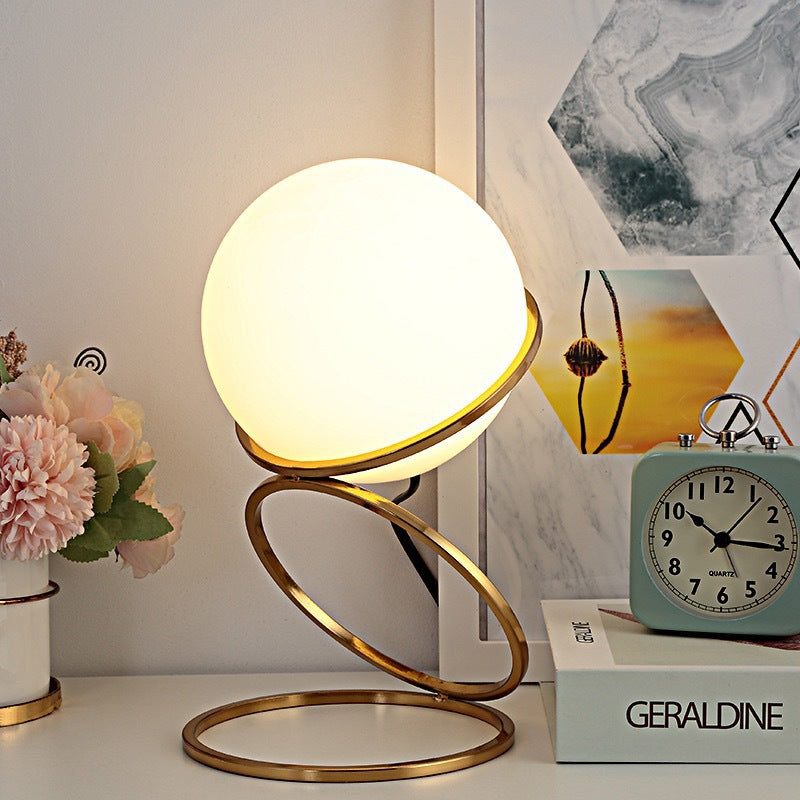 Globe Metal Spiral Table Lamp – Modern Decorative Bedside Lamp for Living Room