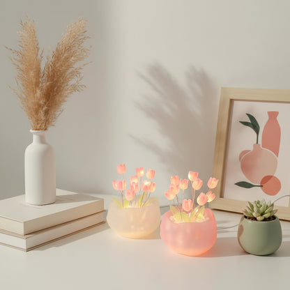 Tulip Flower Pot Night Light – Colorful LED Ambient Lamp for Bedroom & Living Room