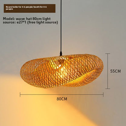 Handcrafted Woven Bamboo Pendant Lamp – Natural Eco Hanging Light for Dining Room