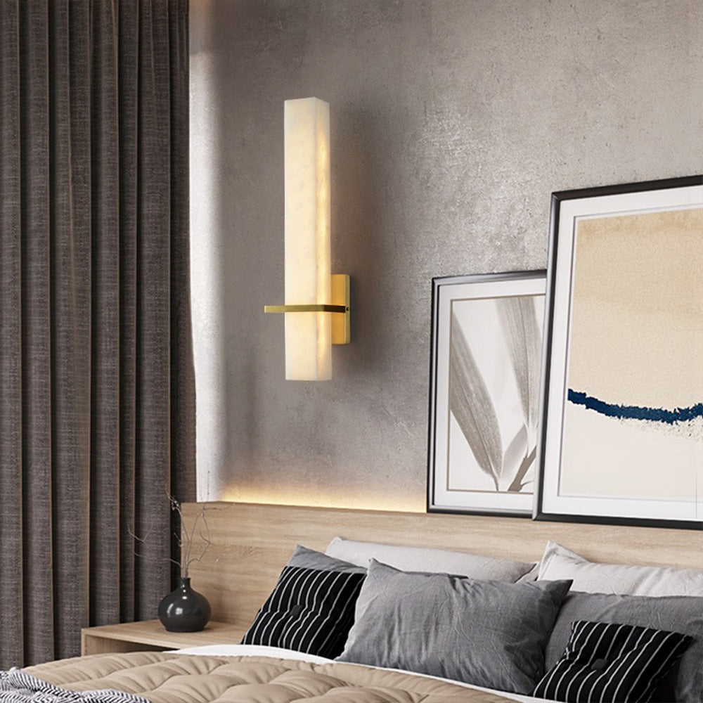 Marble Linear Wall Sconce – Modern Stone Wall Light for Bedroom & Dining Room