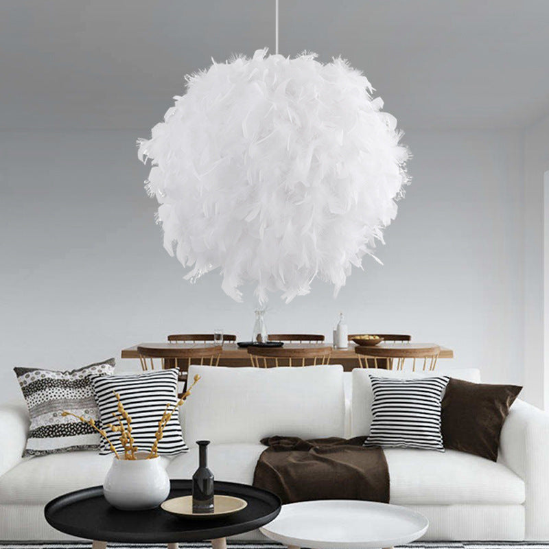 Feather Ball Chandelier – Elegant Spherical Hanging Light for Bedroom & Entryway