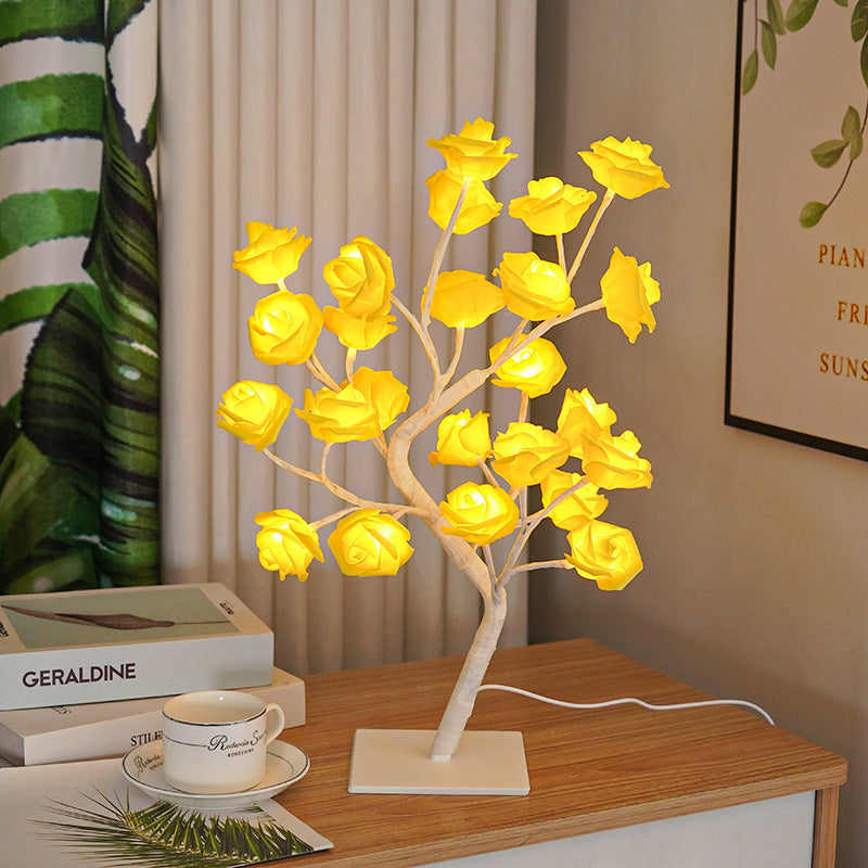 Artificial Rose Tree Night Light – LED Floral Decorative Lamp for Bedroom