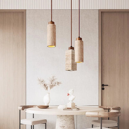 Scandinavian Travertine Pendant Lamp – Stone Hanging Light for Minimalist Interiors