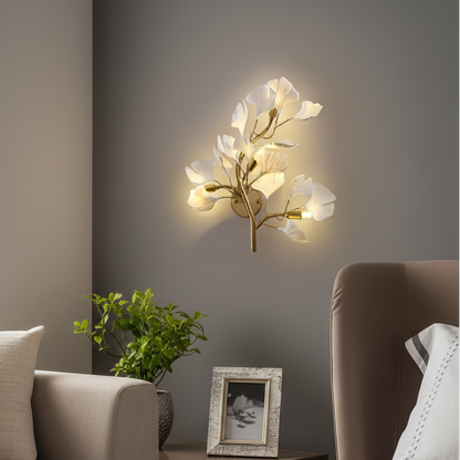 Ginkgo Leaf Wall Sconce – Minimalist Decorative Indoor Wall Light for Living Room