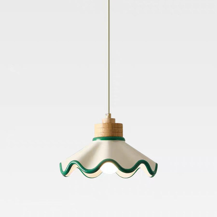 Nordic Hand-Painted Scalloped Resin Lampshade Pendant Light  – Vintage Pendant Light for Living Room & Bedroom