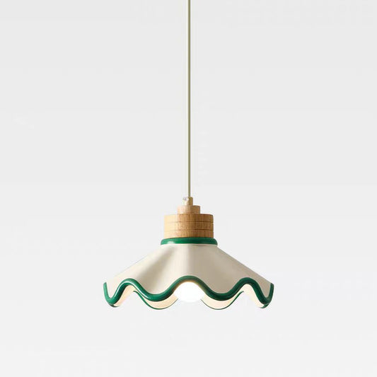 Nordic Hand-Painted Scalloped Resin Lampshade Pendant Light  – Vintage Pendant Light for Living Room & Bedroom