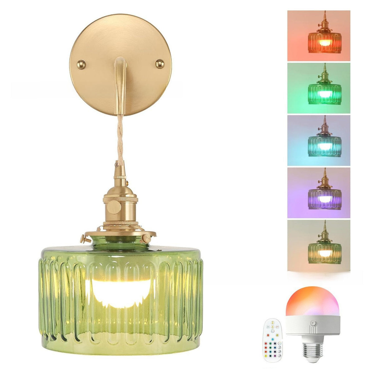 Vintage Japanese Kinshi Wall Sconce – Antique Brass Wall Light for Bedroom