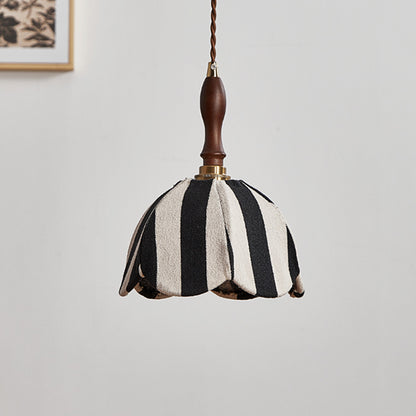 French Cream Pendant Light – Elegant Fabric Hanging Lamp for Bedroom & Dining Room