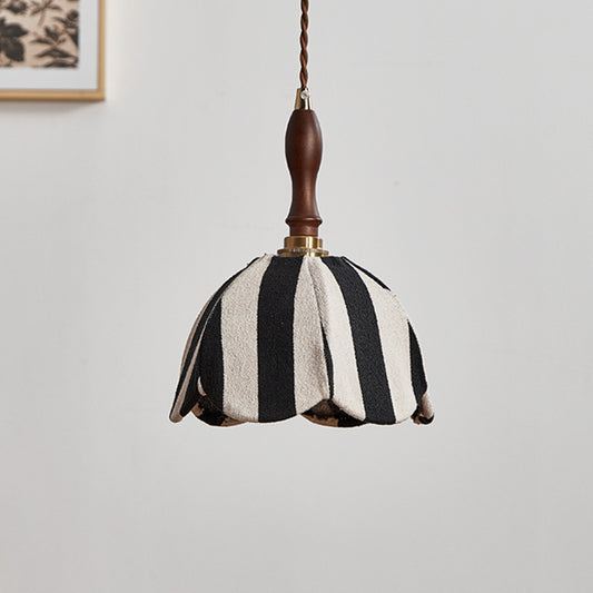 French Cream Pendant Light – Elegant Fabric Hanging Lamp for Bedroom & Dining Room