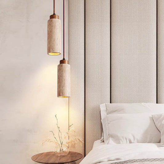Scandinavian Travertine Pendant Lamp – Stone Hanging Light for Minimalist Interiors