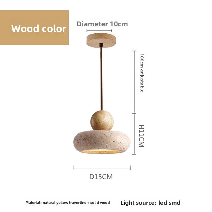 Natural Travertine Stone Pendant Light – Organic Hanging Lamp for Dining Room