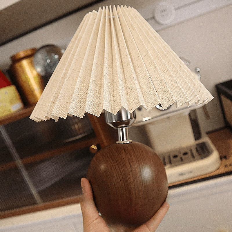 Scandinavian Pleated Fabric Table Lamp – Nordic Pleated Shade Bedside Lamp