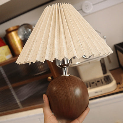 Scandinavian Pleated Fabric Table Lamp – Nordic Pleated Shade Bedside Lamp