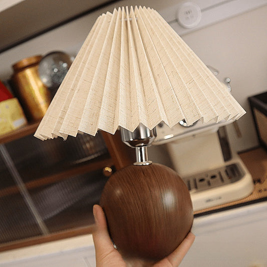 Scandinavian Pleated Fabric Table Lamp – Nordic Pleated Shade Bedside Lamp