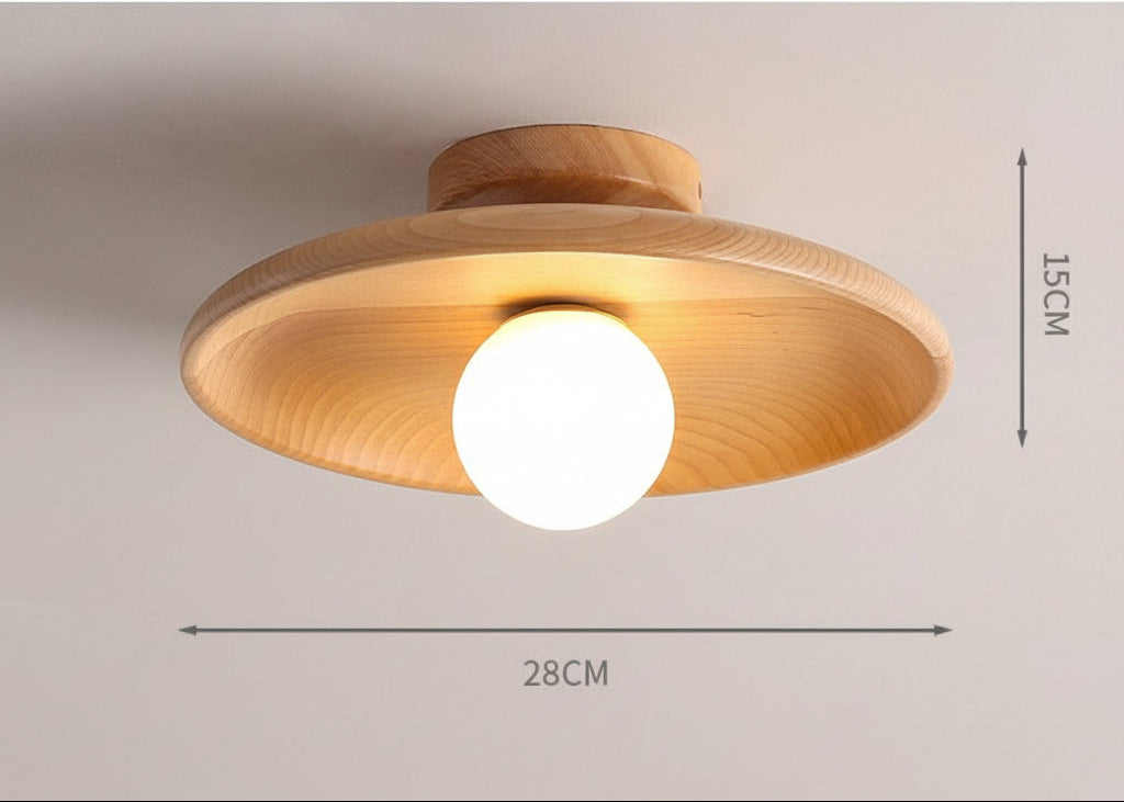 Japanese Wood Ceiling Light Fixture – Zen Style Flush Mount Lamp for Living Room