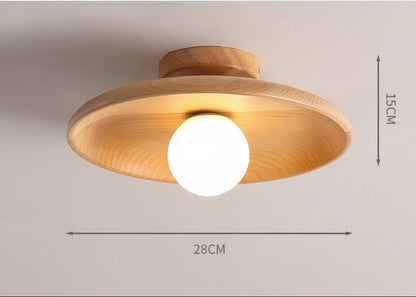 Japanese Wood Ceiling Light Fixture – Zen Style Flush Mount Lamp for Living Room